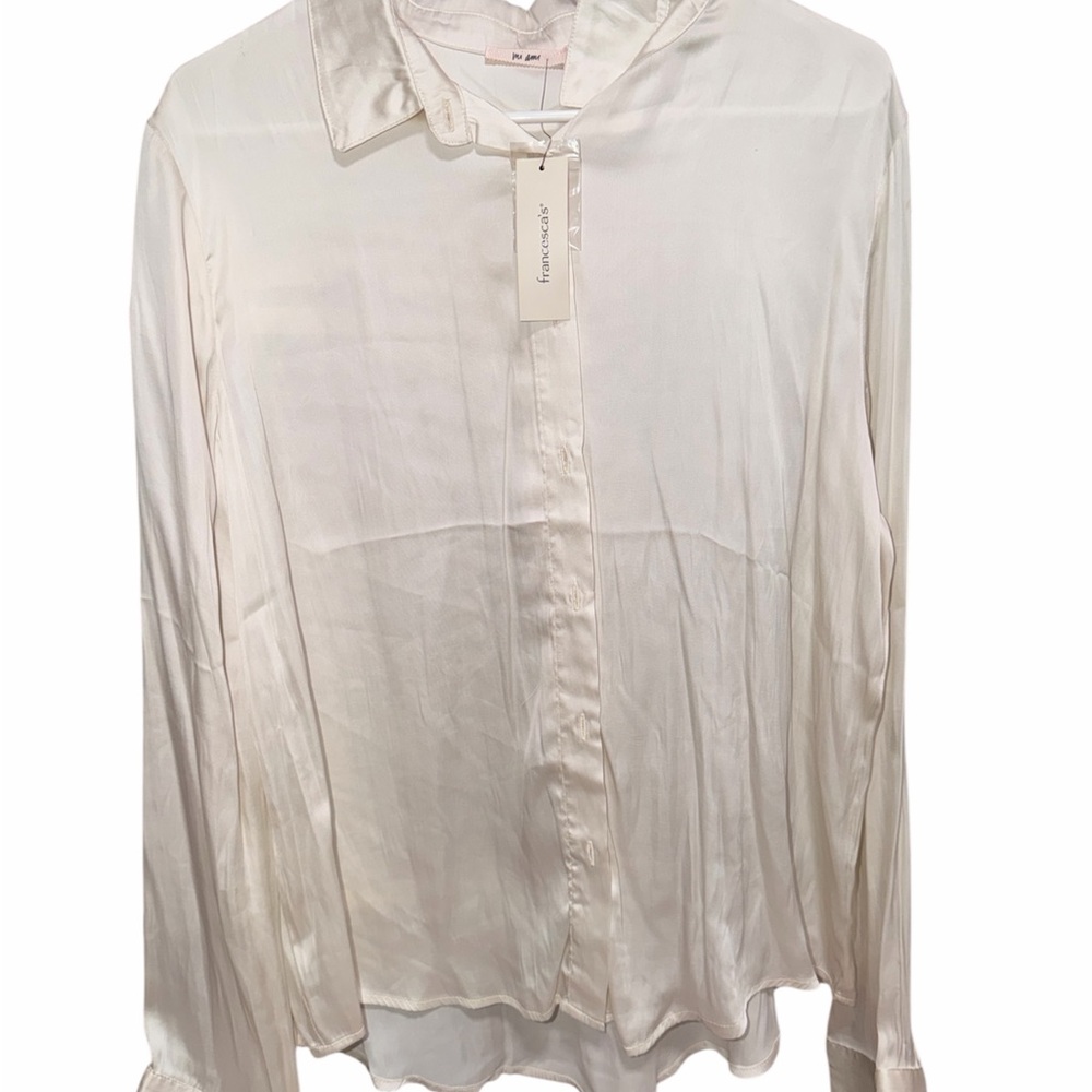 Francesca's Collections Women's White Button Down Shirt